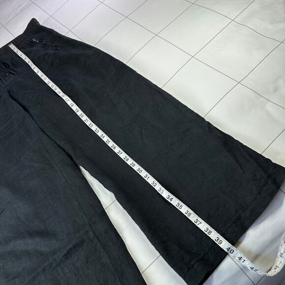 Athleta Pants Women 14 Black Cabo Linen Wide Leg Relaxed Casual Vacation Neutral - Picture 11 of 12